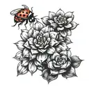 succulents 7 small lady bugs tattoo design idea
