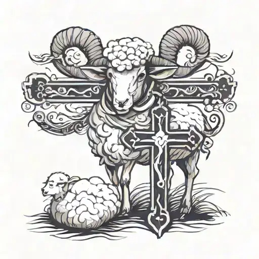 Fear The Lamb with a cross tattoo design idea
