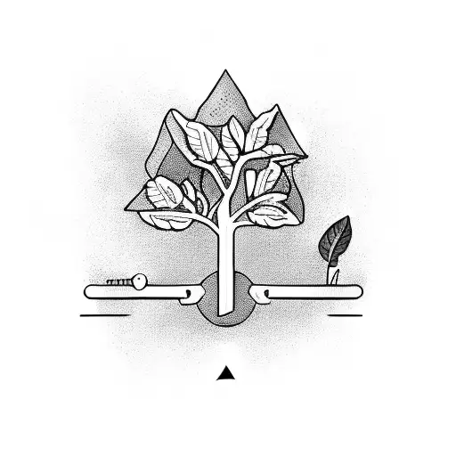 A coffee bean tree growing from a medicine pill with crossfit tattoo design idea