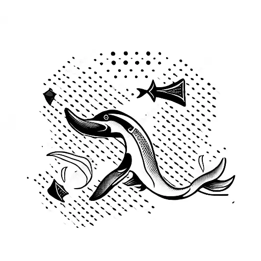 Create a tattoo that represents the client's passion for crossfit and their favorite thing, a whale, in a minimalist style tattoo design idea