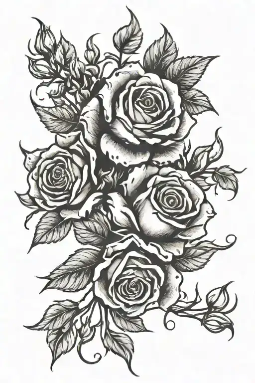 roses and fire  tattoo design idea
