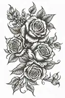 roses and fire  tattoo design idea