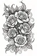roses and fire  tattoo design idea