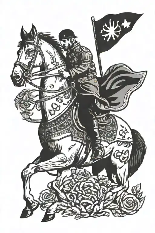 don Cossack soldier riding tattoo design idea