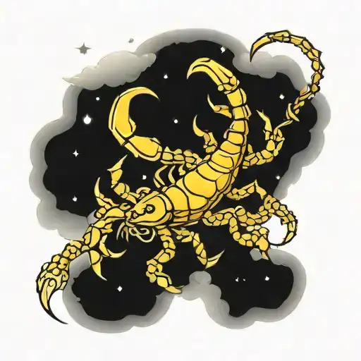 scorpion and cancer in space with the moon tattoo design idea