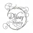 tattoo that says disney princess with original disney cursive writing but more stretched and with fine lines and if you can pla tattoo design idea