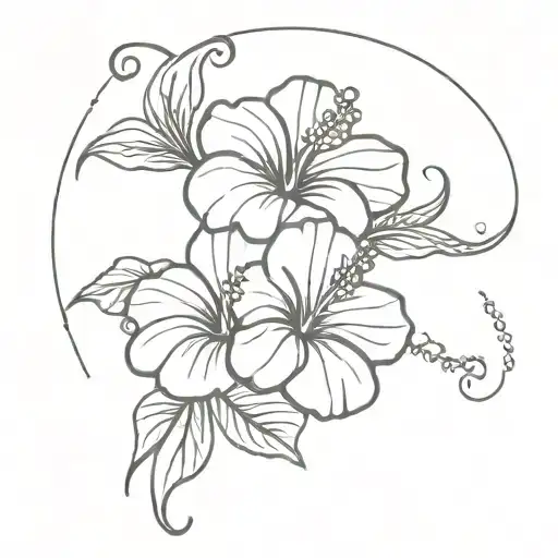 aloha with hibiscus flower intertwined tattoo design idea