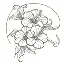 aloha with hibiscus flower intertwined tattoo design idea
