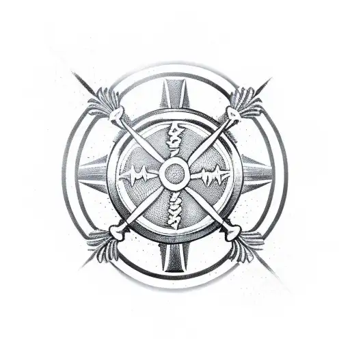 Maltese cross, sword and baseball bat  tattoo design idea