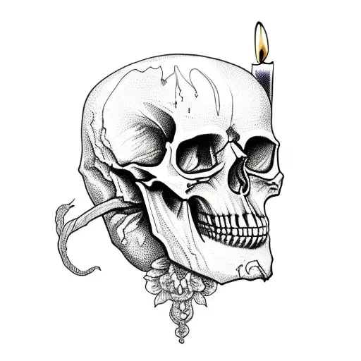 skull and candle tattoo