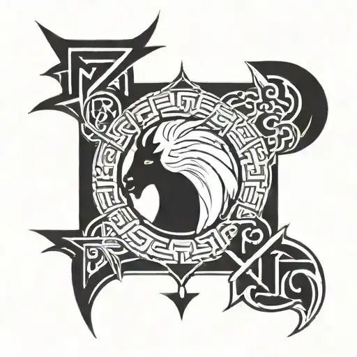 tyr Norse god and teiwaz rune tattoo design idea