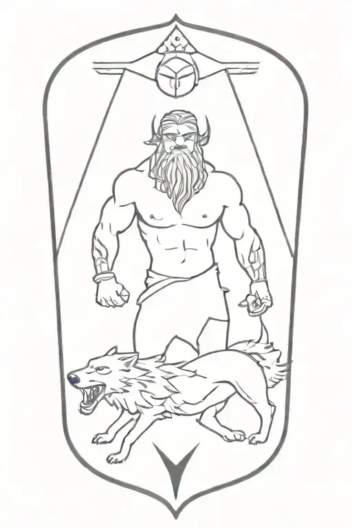 tyr and fenrir tattoo design idea