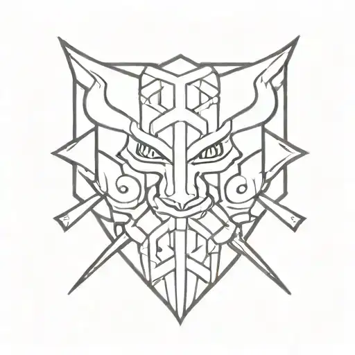 MMA gloves intertwined with the symbol of Tyr, the Norse god of war tattoo design idea