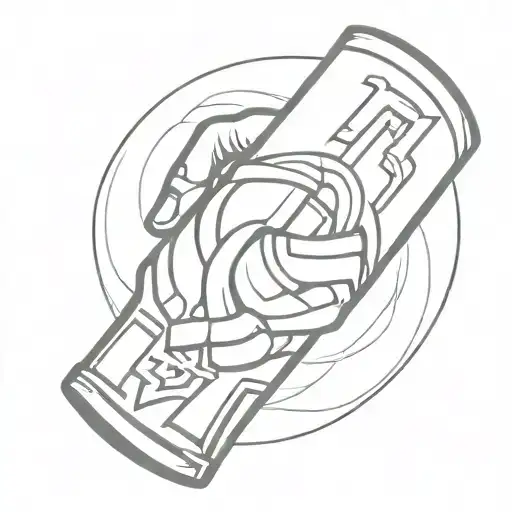 A minimalist design of MMA gloves intertwined with the symbol of Tyr, the Norse god of war, on the client's forearm tattoo design idea