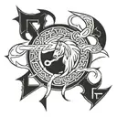 tyr Norse god and teiwaz rune tattoo design idea
