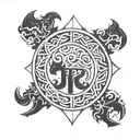 tyr Norse god and teiwaz rune tattoo design idea