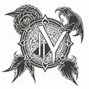 tyr Norse god and teiwaz rune tattoo design idea
