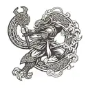 A tattoo design combining martial arts elements with Norse mythology symbols tattoo design idea
