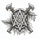 Incorporate MMA fighting elements (cage, gloves, etc.) with Norse runes in a unique tattoo design tattoo design idea
