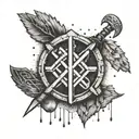Incorporate MMA fighting elements (cage, gloves, etc.) with Norse runes in a unique tattoo design tattoo design idea
