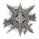 Incorporate MMA fighting elements (cage, gloves, etc.) with Norse runes in a unique tattoo design tattoo design idea