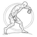 A minimalist silhouette of an MMA fighter in a combat stance tattoo design idea