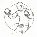 A minimalist silhouette of an MMA fighter in a combat stance tattoo design idea