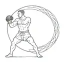 A minimalist silhouette of an MMA fighter in a combat stance tattoo design idea