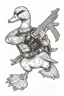 Tactial Duck holding a gun tattoo design idea