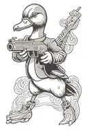 Tactial Duck holding a gun tattoo design idea