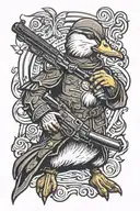 Tactial Duck holding a gun tattoo design idea