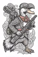 Tactial Duck holding a gun tattoo design idea