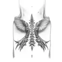 spine tattoo with small wings at the bottom of the neck  tattoo design idea