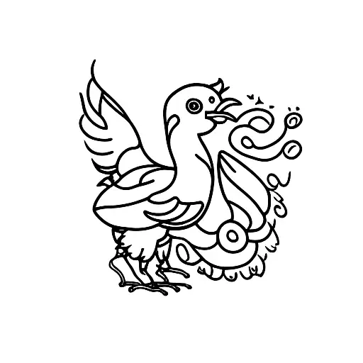 A delicate baby chicken with intricate dance shoes on its feet tattoo design idea