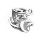 A coffee cup with lyrics from a favorite song tattoo design idea