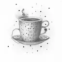 A coffee cup with lyrics from a favorite song tattoo design idea