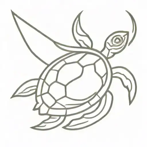 shellback turtle, king neptune trident tattoo design idea