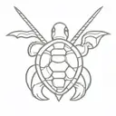 shellback turtle, king neptune trident tattoo design idea