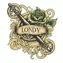 infinity symbol with anchor and the name londyn michelle  tattoo design idea