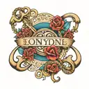 infinity symbol with anchor and the name londyn michelle  tattoo design idea