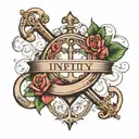 infinity symbol with anchor and the name londyn michelle  tattoo design idea