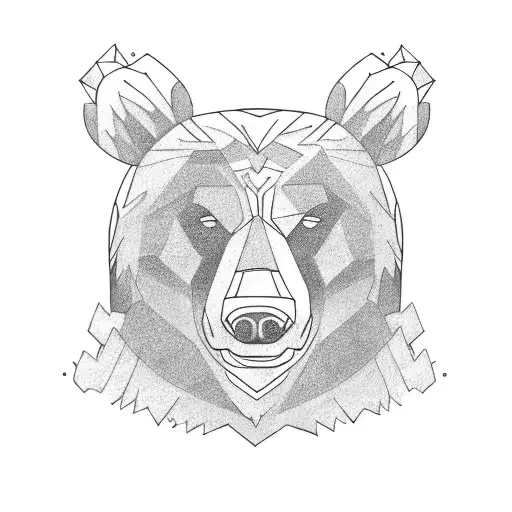 A powerful bear lifting weights in a lush forest tattoo design idea