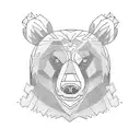 A powerful bear lifting weights in a lush forest tattoo design idea