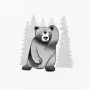 A powerful bear lifting weights in a lush forest tattoo design idea