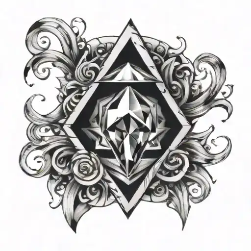 "Full neck tattoo wrap design. Centered large faceted diamond on front of neck. Spiral staircase wrapping around neck fr tattoo design idea