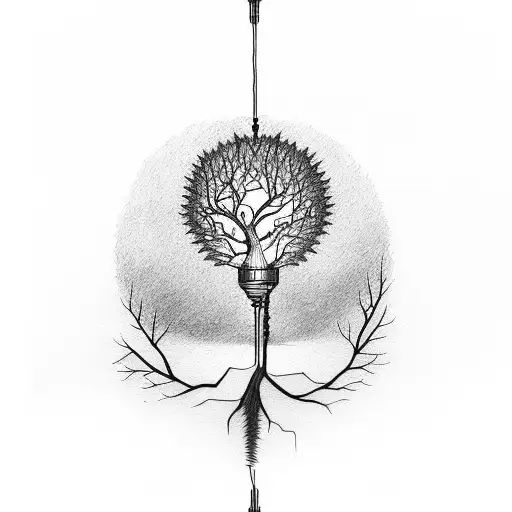 broken bulb with tree inside tattoo design idea