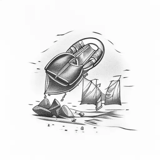 A lawyer-themed tattoo with a beach background tattoo design idea