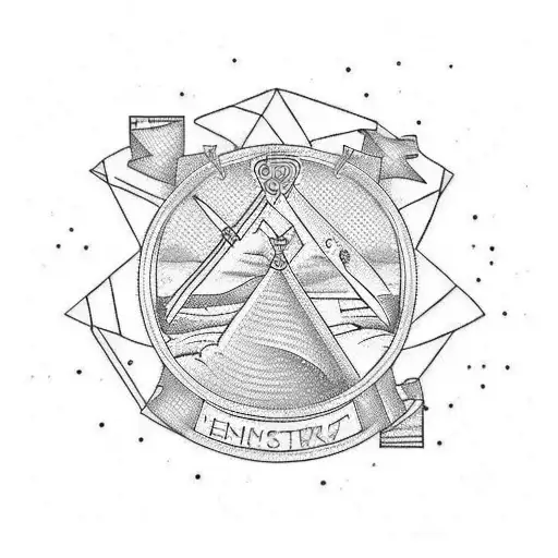 A lawyer-themed tattoo with a beach background tattoo design idea