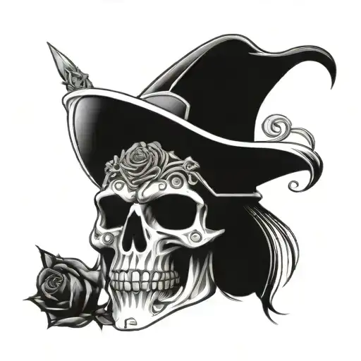 skull wearing theoden helmet with roses  tattoo design idea