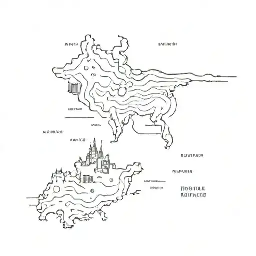 A minimalist outline of a map showing the client's favorite travel destinations - Thailand, Iceland, Italy, and Greece tattoo design idea